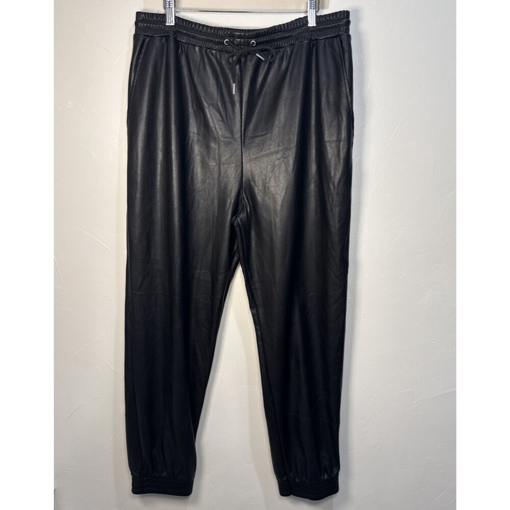 Avec Les Filles Anthropologie Relaxed FIt Faux Leather Joggers Black Size XL?